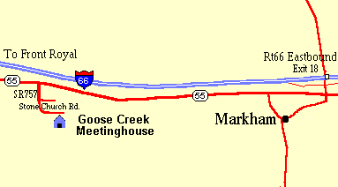 Map to Goose Creek Meeting House